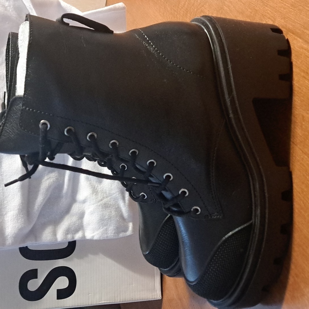 SCHUTZ Black Combat Lace-Up Boots New $242 - Picture 5 of 6